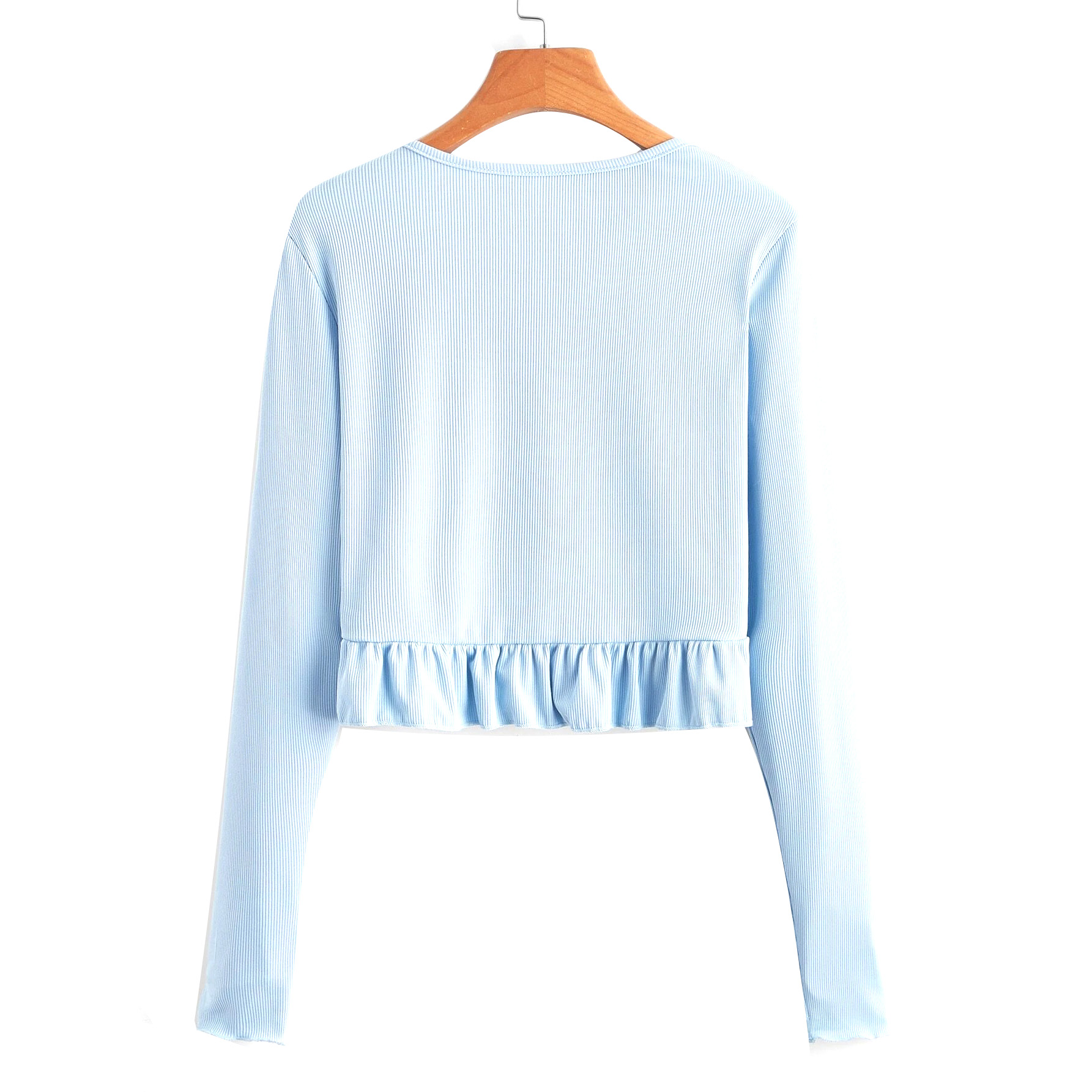 Frill Hem Tie Front Crop Top