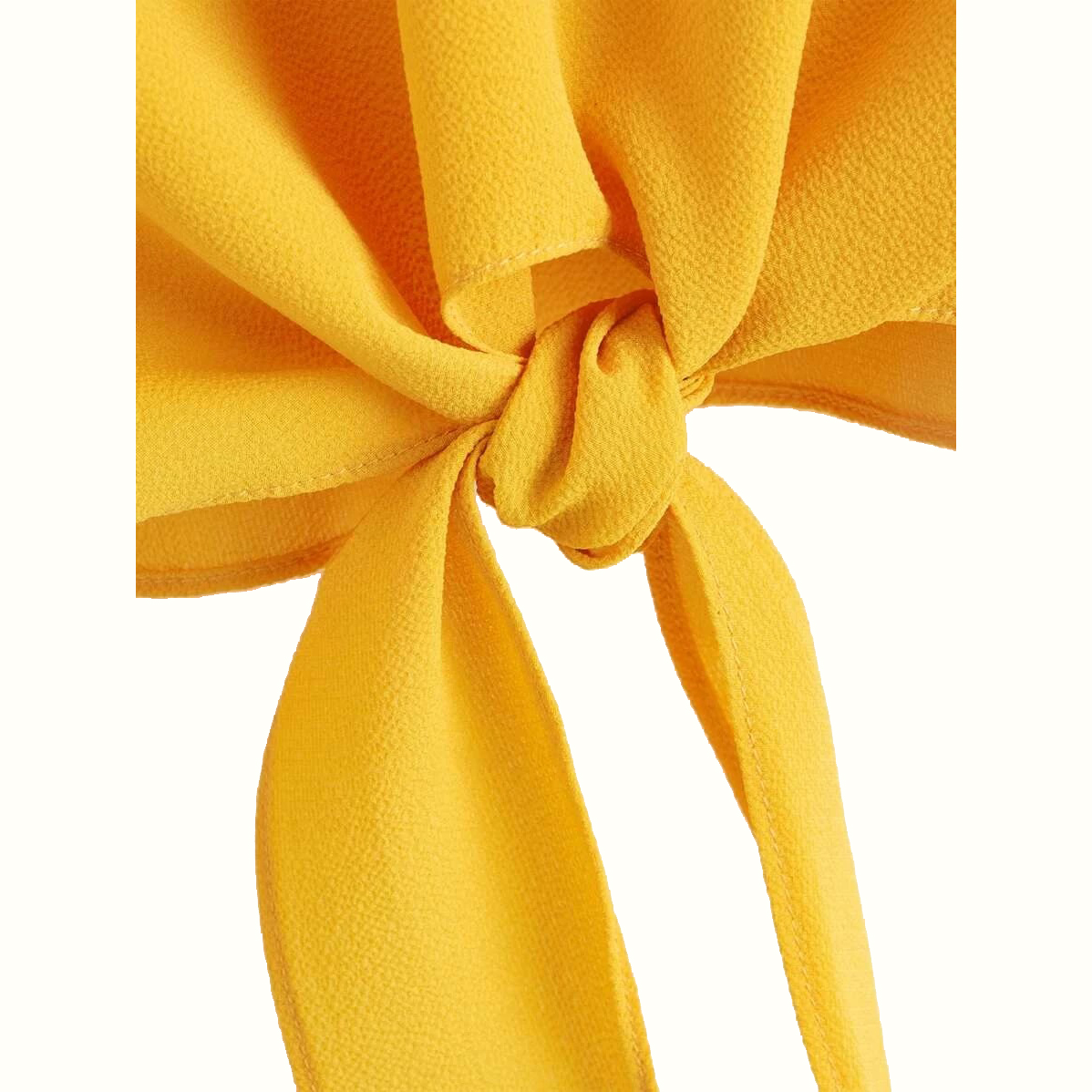 Layed Sleeve Knot Hem Crop Blouse