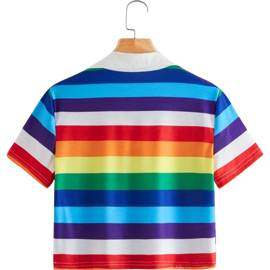 Rainbow Stripped Collar Cop Top